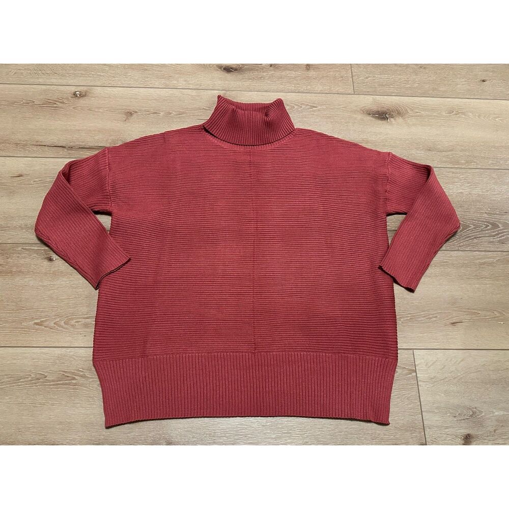 Women's Anrabess Turtleneck Split Hem Tunic Sweater Brick Red Large EUC!